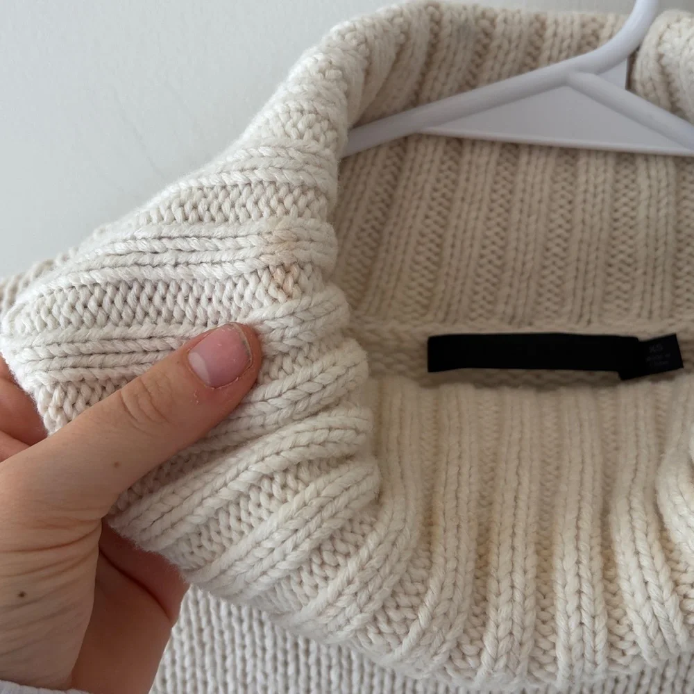 Jenni Kayne Cotton Blend Turtleneck Ivory Sweater - XS